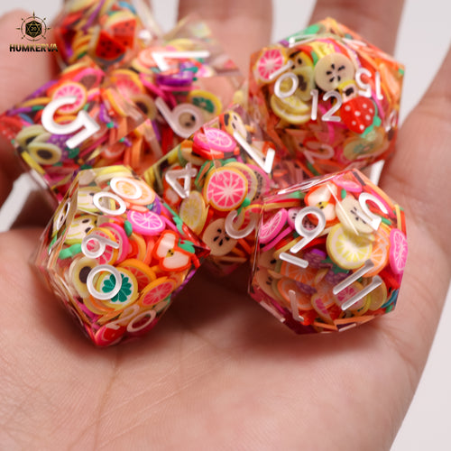 Fruit Slice Resin Dice Set – 7PCS Polyhedral RPG Dice