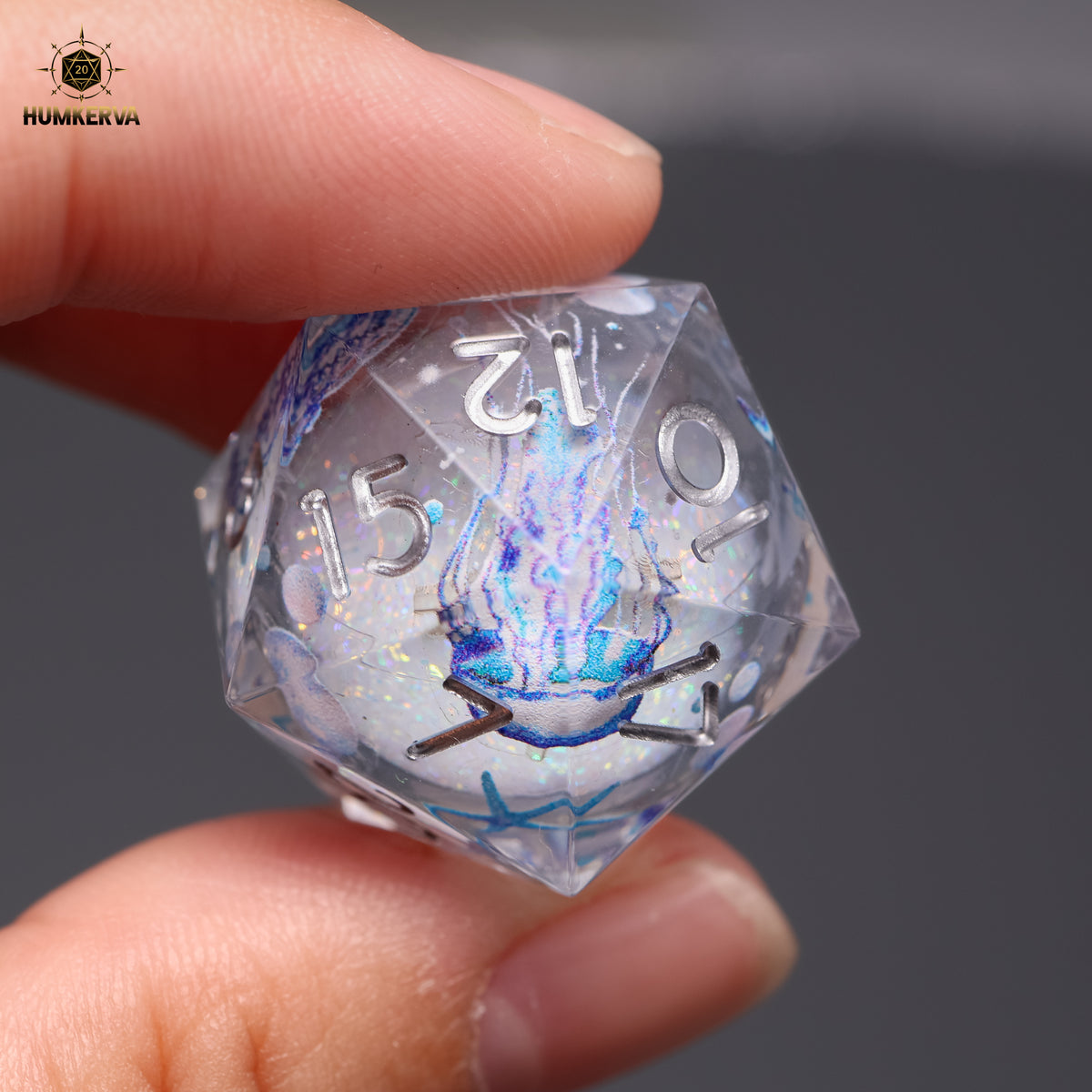 7pc RPG Dice Set – Moonlit Jellyfish | Clear Resin Dice